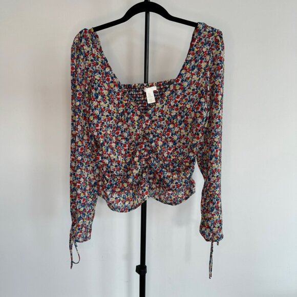 H&M | Puff-Sleeved Peplum Blouse | Floral | Size S​​ - Picture 6 of 6